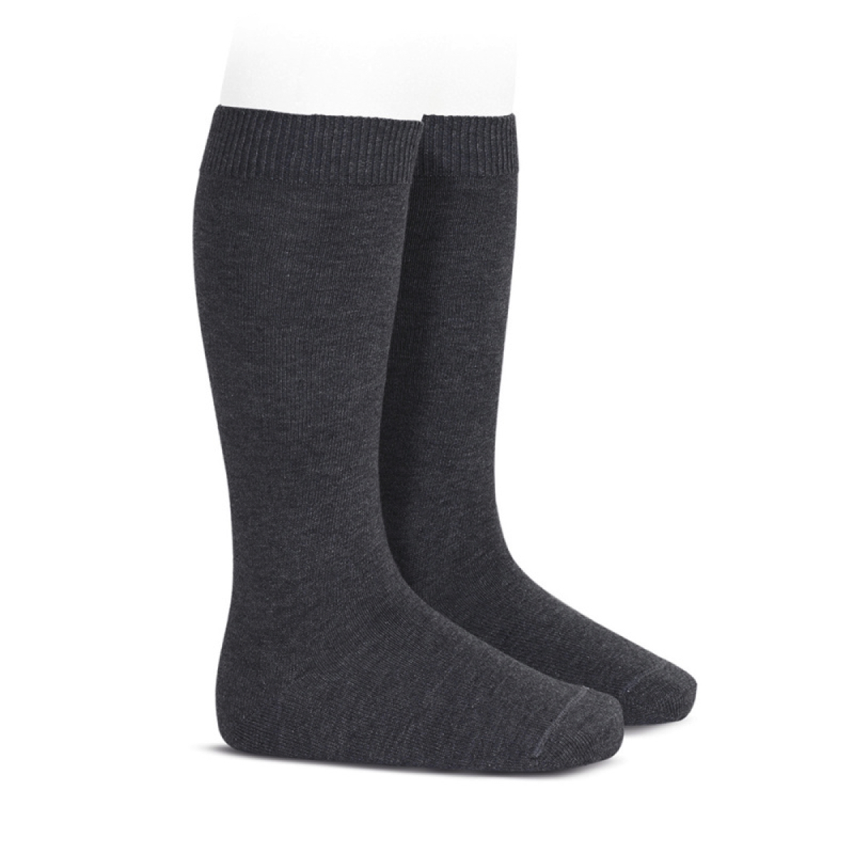 Plain stitch basic knee high socks ANTHRACITE 2